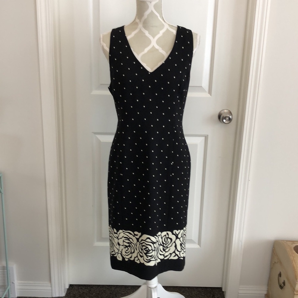 Evan-Picone floral and small square print fitted dress size 12